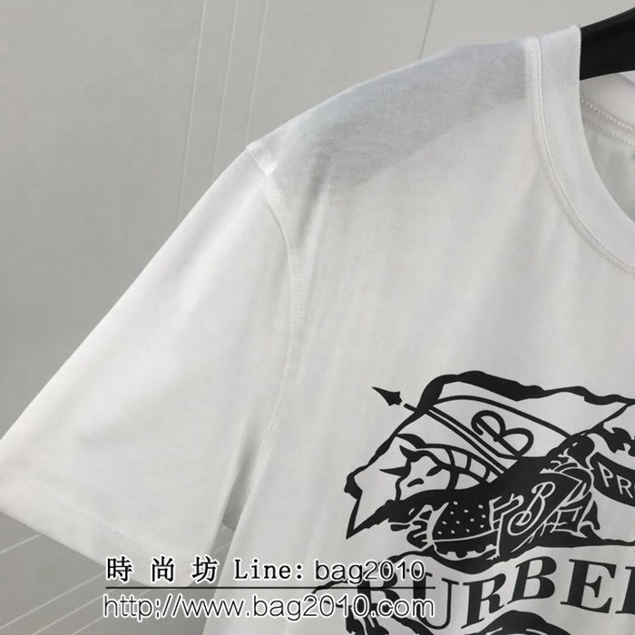 BURBERRY巴寶莉 19ss早春新款 V經典騎士印花圖案 純棉白色短袖 男女同款 ydi1790